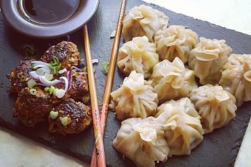 Chinesische Teigtaschen Jiaozi, Dumplings, Pot Sticker-Version