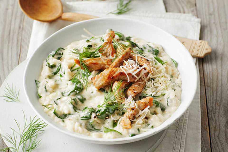 Limetten-Risotto mit Spinat