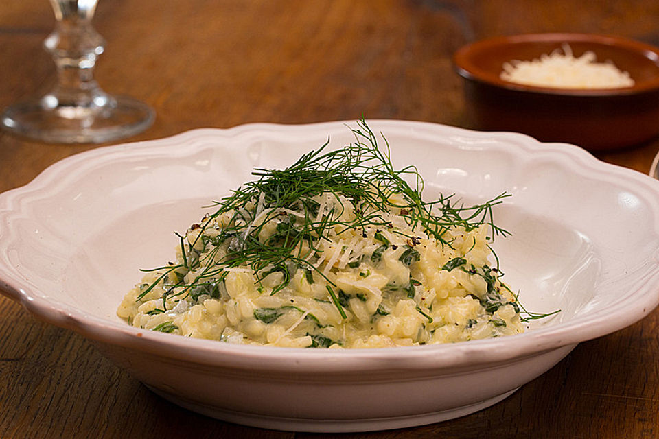 Limetten-Risotto mit Spinat