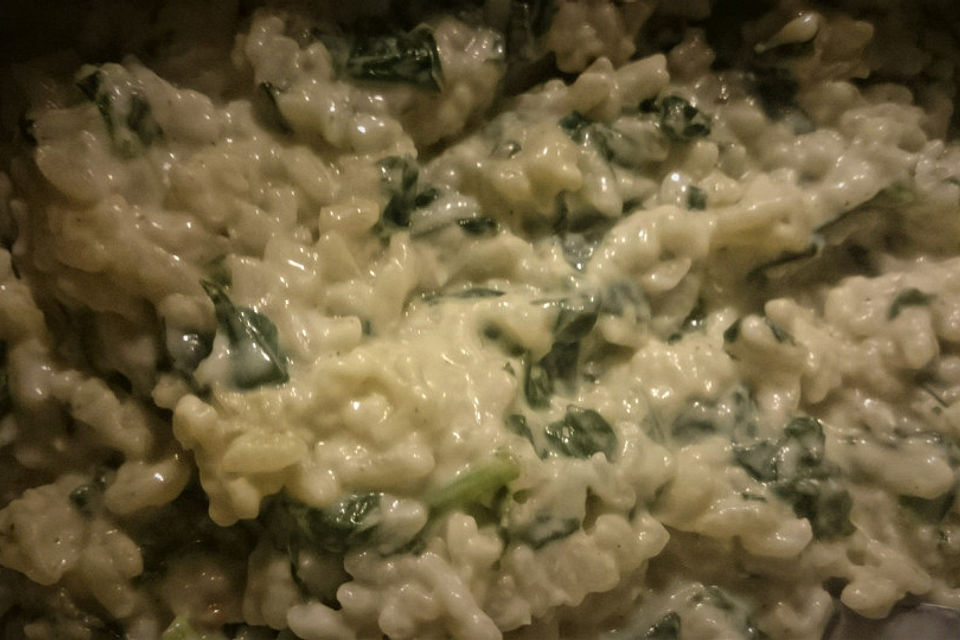 Limetten-Risotto mit Spinat