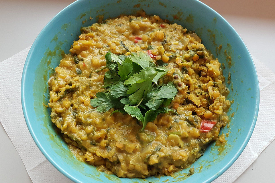 Linsen Dhal mit Spinat