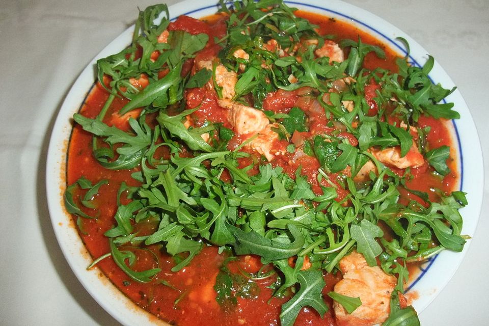 Gnocchi mit Lachs und Rucola