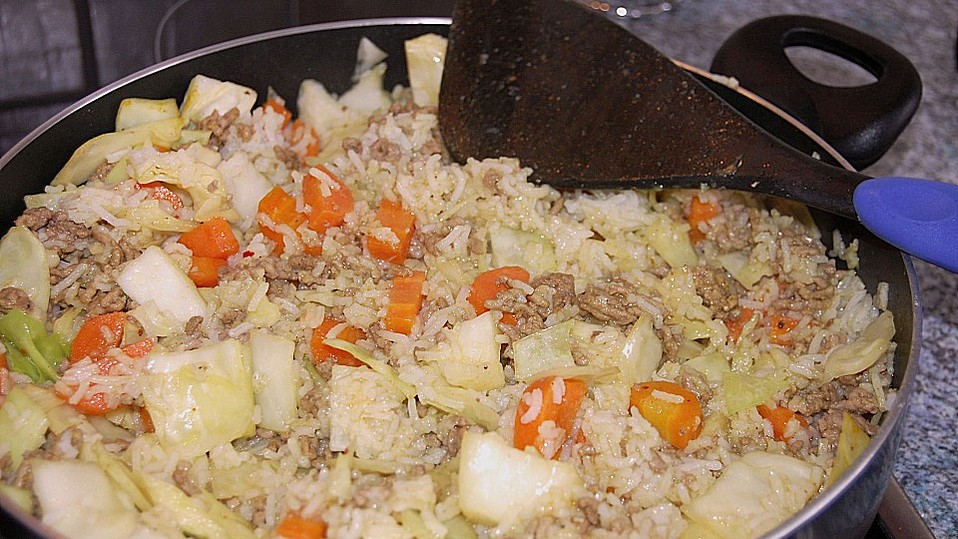Gebratener Reis mit Hackfleisch von Wienerin Gebratener Reis mit Hackfleisch von Wienerin