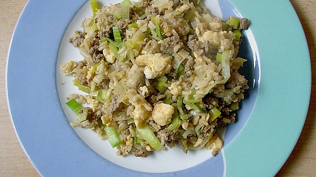Gebratener Reis mit Hackfleisch von Wienerin Gebratener Reis mit Hackfleisch von Wienerin