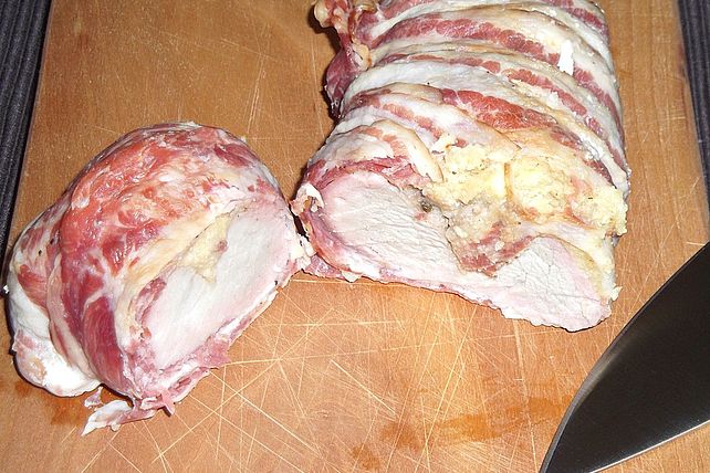 Filets mit Käsecreme-Füllung im Schinkenmantel an Birnensauce von Ines ...