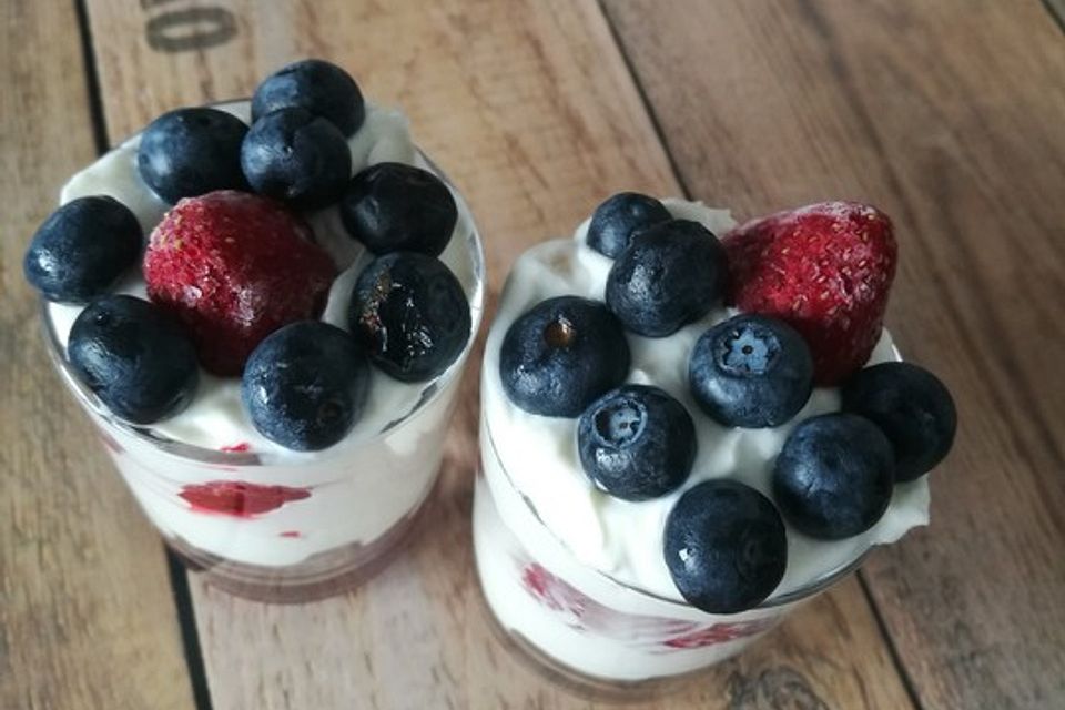 Kleiner süßer Beeren-Joghurt-Nachtisch