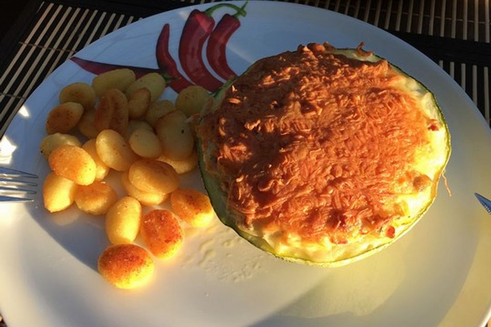 Runde, gefüllte Zucchini Runde, gefüllte Zucchini