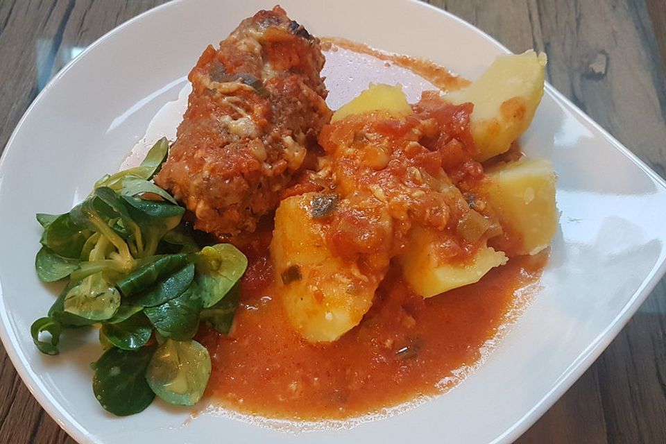 Hackfleisch Rouladen mit Kartoffeln