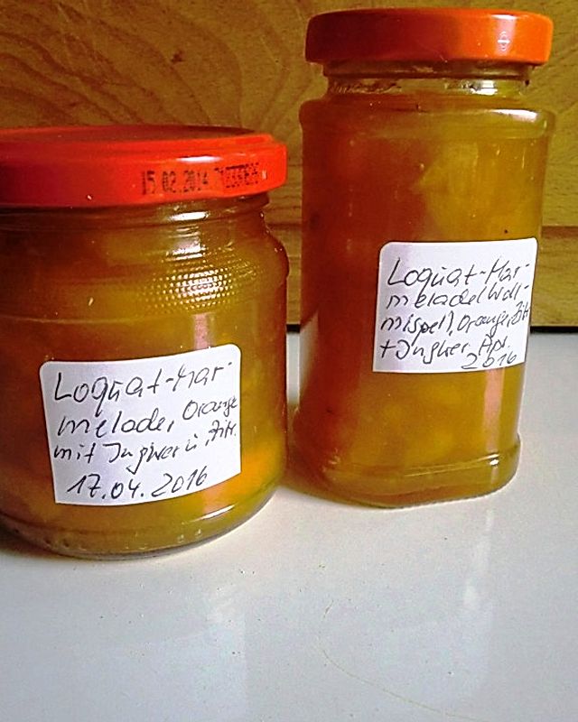 Loquat-Konfitüre mit Orange, Zitrone und Ingwer