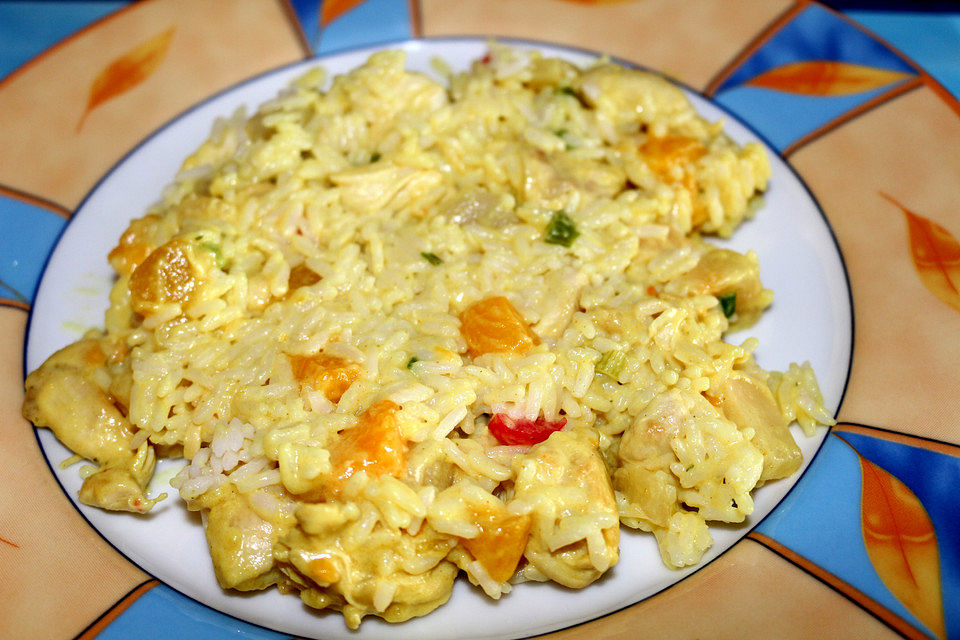 Hähnchencurry mit Cocktailfrüchten