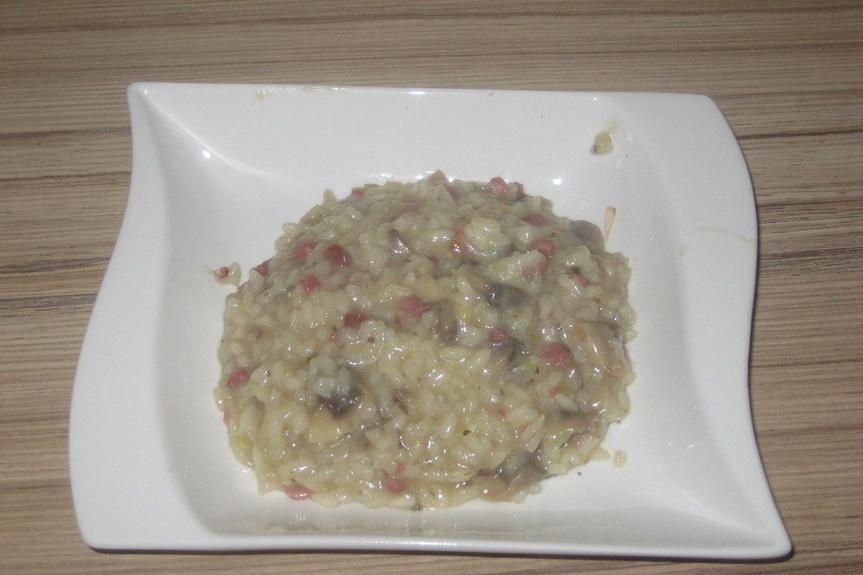 Mein Risotto mit Champignons und Schinkenwürfeln