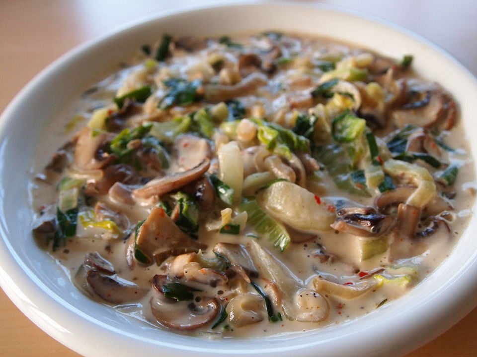 Champignon Pak Choi Frischkase Gemuse Von Patty Chefkoch