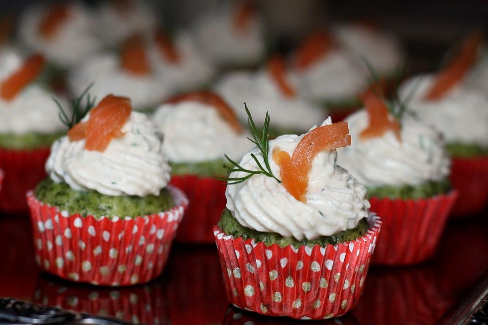 Frischkäse-Lachs-Cupcakes