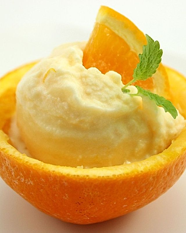 Orangen-Eis fruchtig-cremig ohne Ei