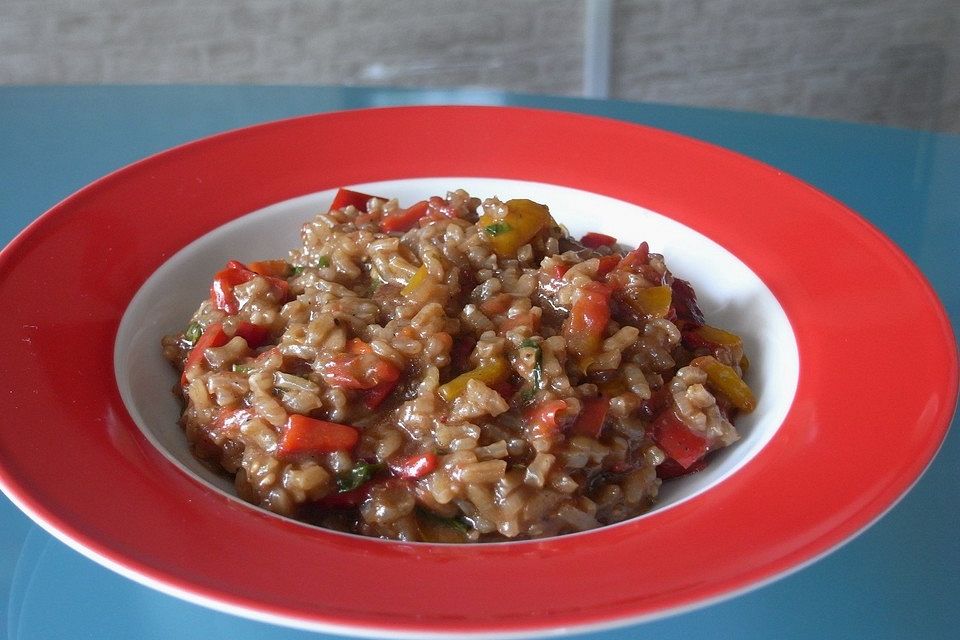 Urmelis schnelles Paprika-Tomaten-Risotto mit Aceto Balsamico