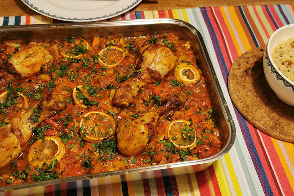 Marokkanisches Hühnchen mit Blumenkohl