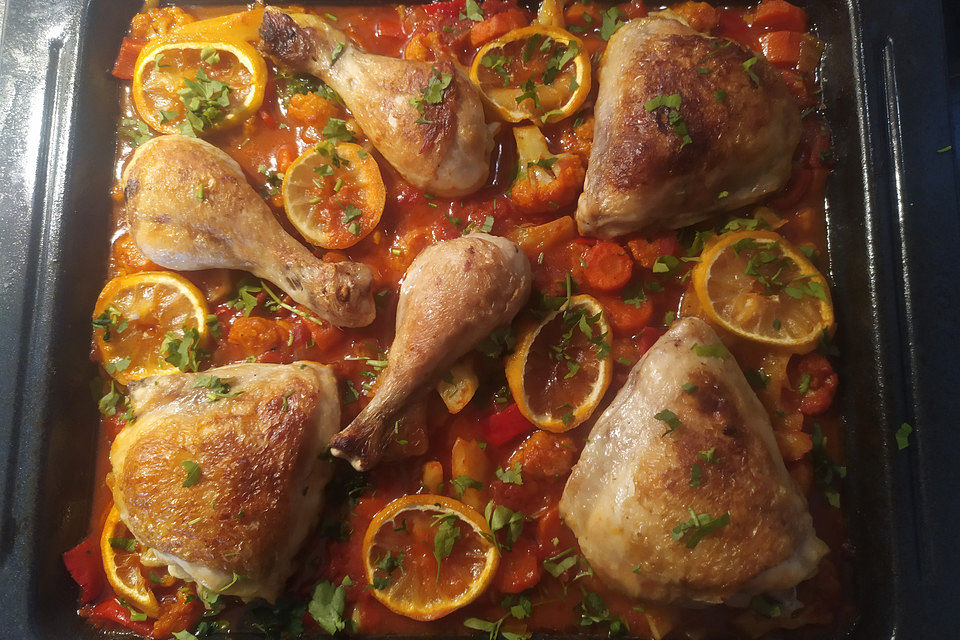 Marokkanisches Hühnchen mit Blumenkohl