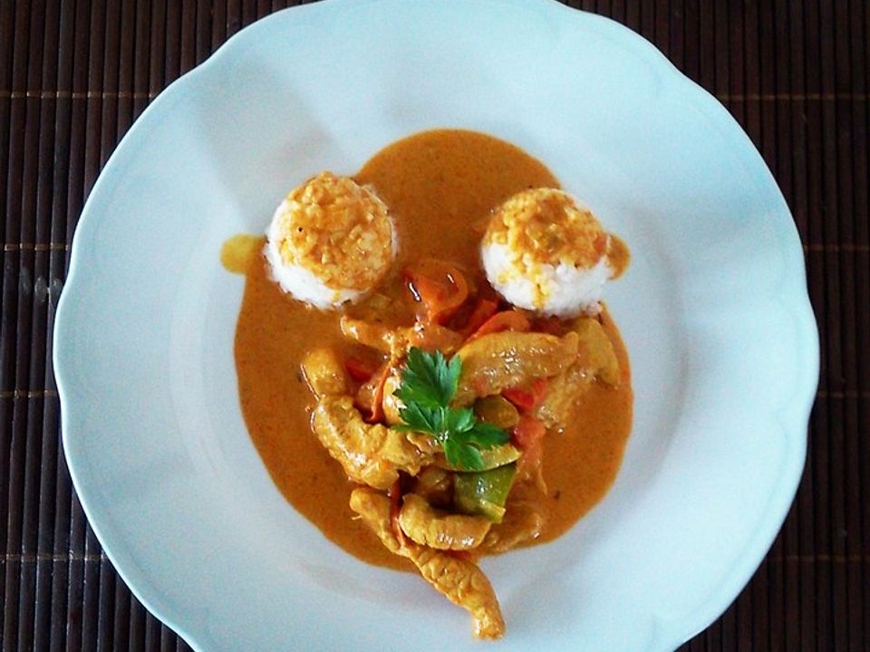 Reis mit Pute in indischer Vindaloosauce von Shravya| Chefkoch