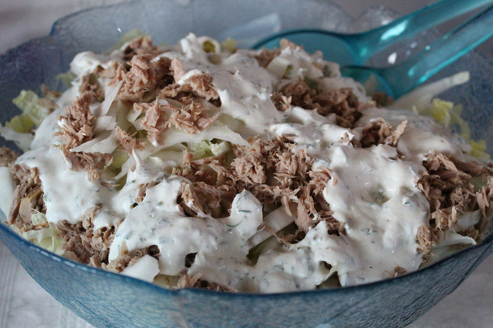 Chinakohlsalat mit Sahne - Thunfisch Soße