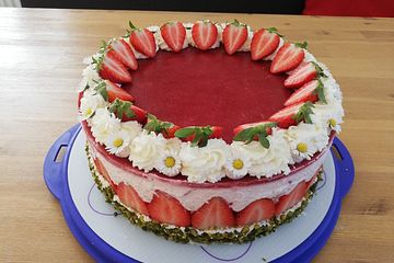 Erdbeer-Joghurt-Torte mit zweierlei Böden