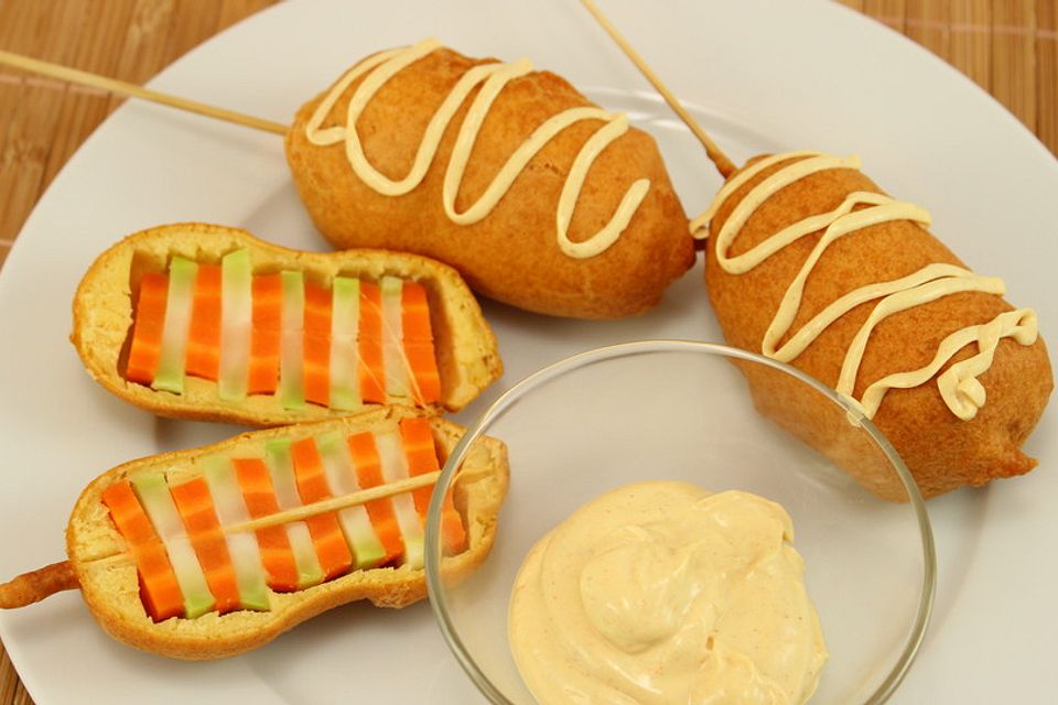 Veggi Corn Dogs mit Dip