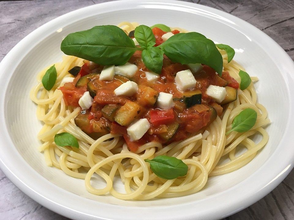 Spaghetti mit Zucchini-Paprika-Tomatensauce von SoSchön| Chefkoch