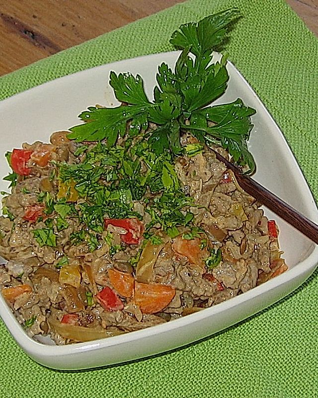 Indischer Linsen - Reis Salat