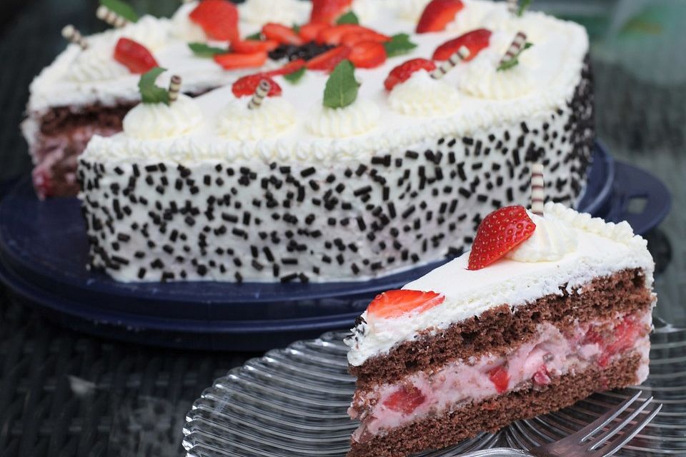 Erdbeer-Stracciatella-Torte