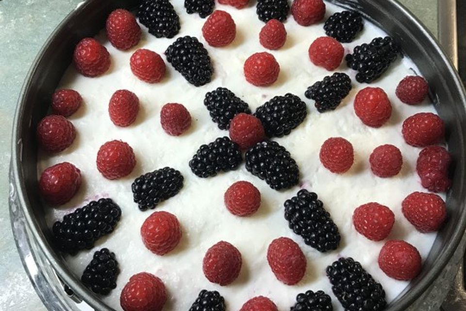 Joghurt-Beerentorte mit Knusperboden