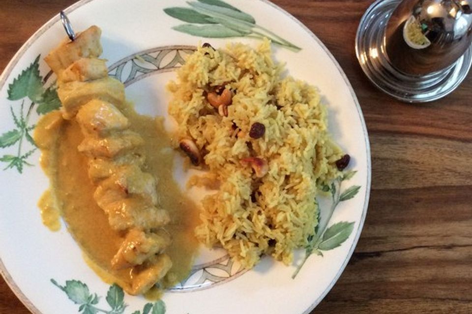 Puten-Sosaties mit Curry-Aprikosensauce