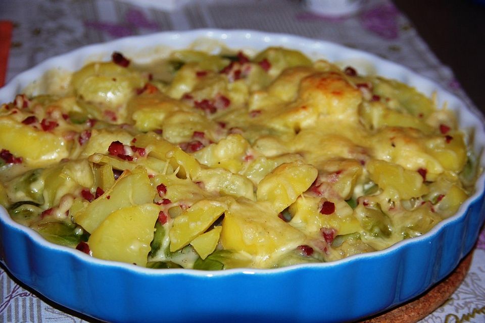 Rosenkohl-Kartoffel-Gratin