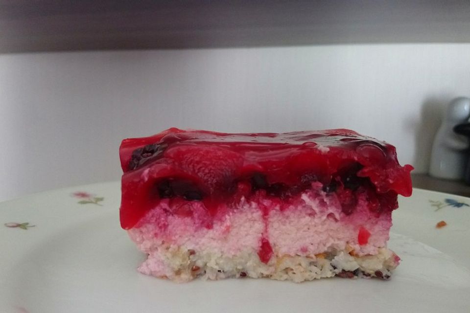 Wassermelonen-Himbeer-Quark-Kuchen ohne Zucker