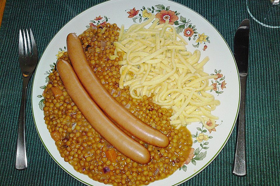 Linsen mit Spätzle