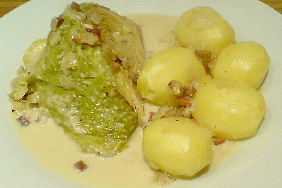 Wirsingviertel in Sahnesauce