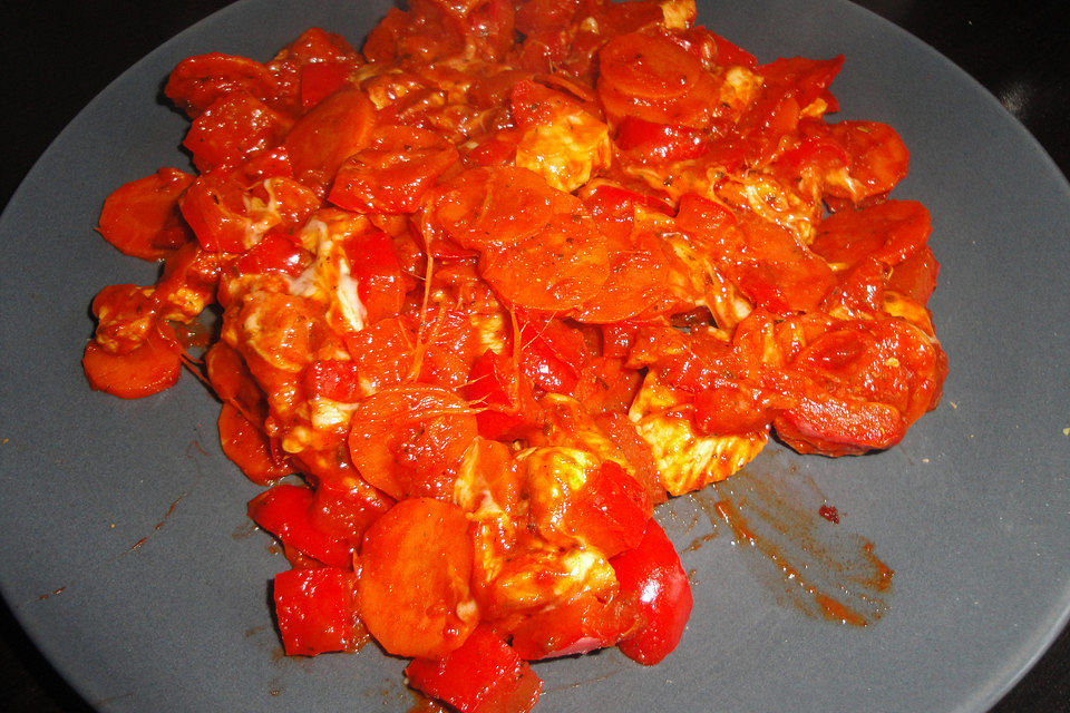 Gefüllte Paprika mit Hähnchen