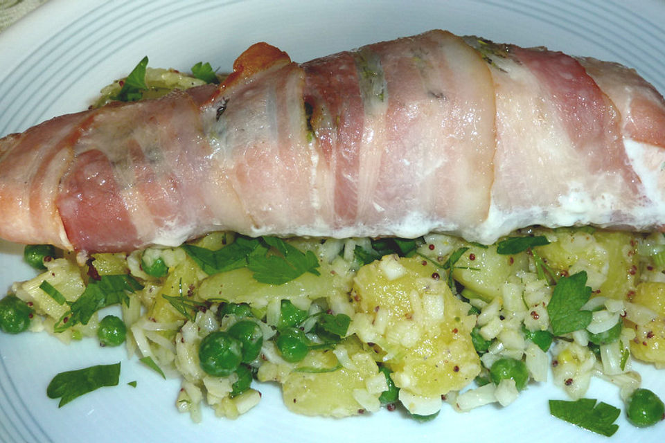 Gebackener Lachs mit Senfkartoffelsalat