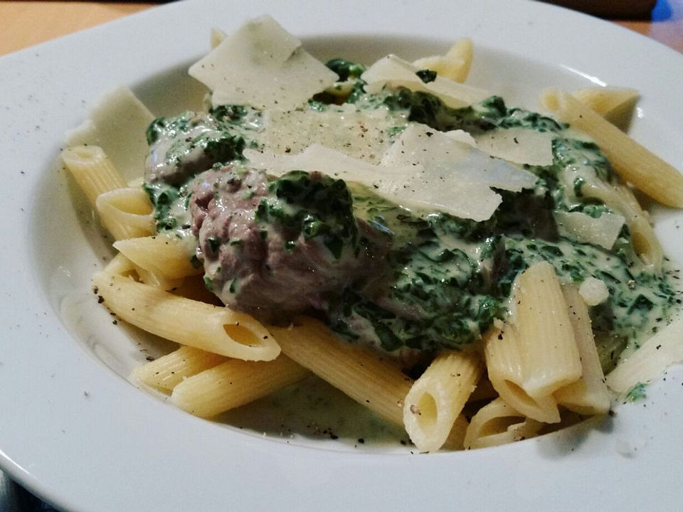 Penne mit Rindfleisch und Spinat von Sani1911| Chefkoch