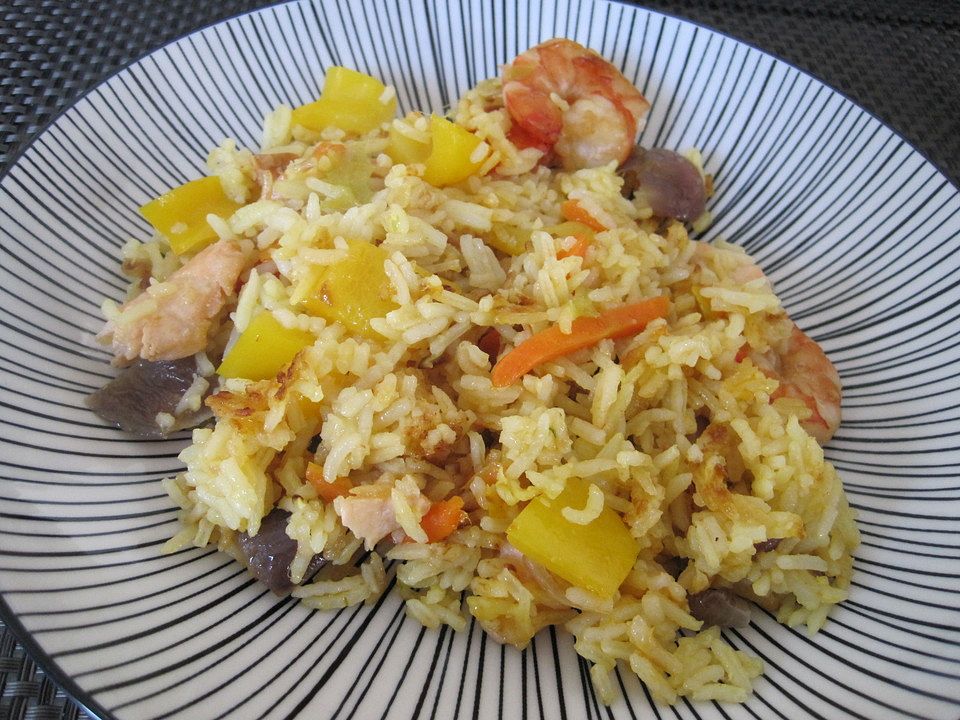 Gemüsereis mit Lachs und Garnelen von Pfoetchen75| Chefkoch