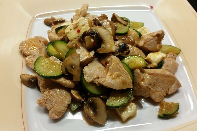 Hähnchen-Zucchini-Champignon-Pfanne von bakerqueen56| Chefkoch