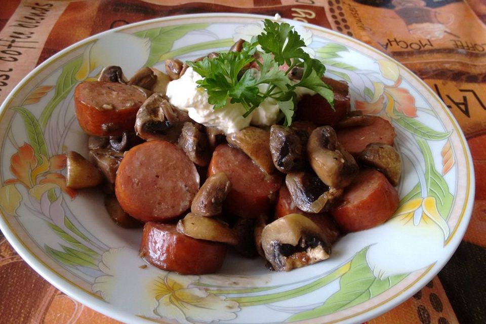 Aras gebratene Champignons mit Knoblauchfrischkäse