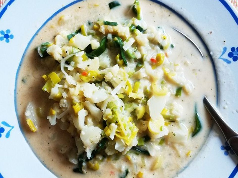 Low Carb vegetarische Käse-Lauch-Blumenkohl Suppe von Melanie_28 | Chefkoch