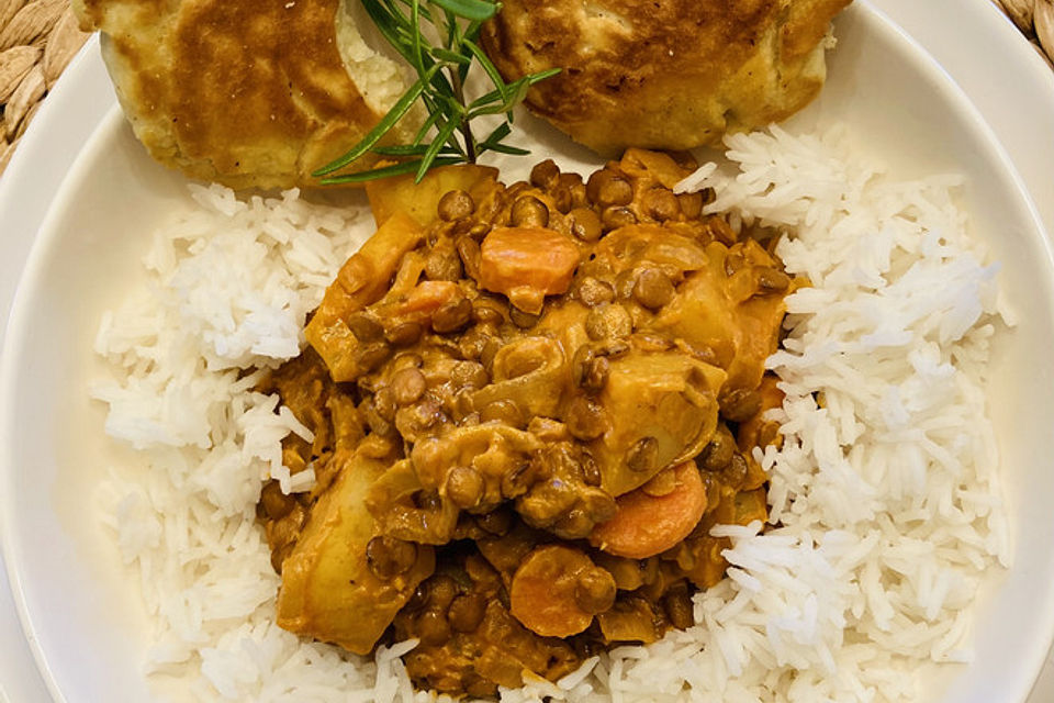 Vegetarisches Kartoffel-Linsen-Curry