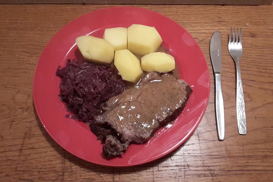 Aleks Rinderschmorbraten, Roastbeef in Granatapfelsaft