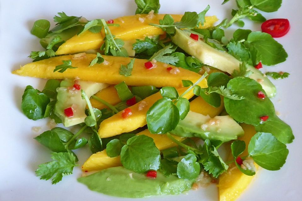 Mango-Avocado-Salat mit Brunnenkresse