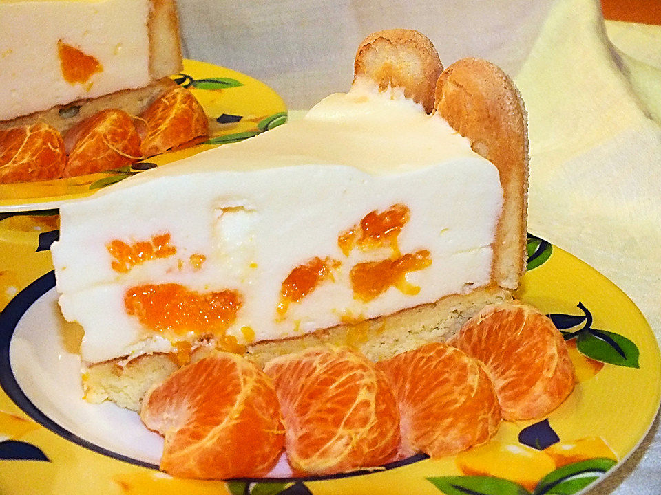 Mandarinen-Frischkäse-Torte mit Löffelbiskuitrand von patty89| Chefkoch