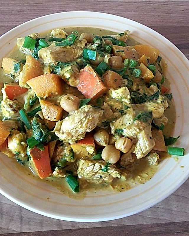 Hähnchen - Kürbis - Curry mit Feta