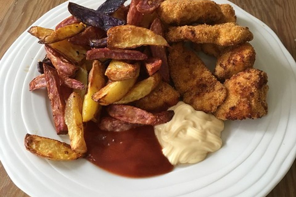 Nuggets und Pommes knusprig und selbstgemacht