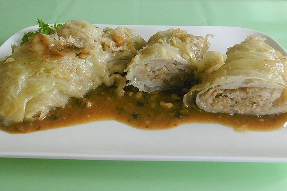 Wirsingroulade mit Kartoffelfüllung