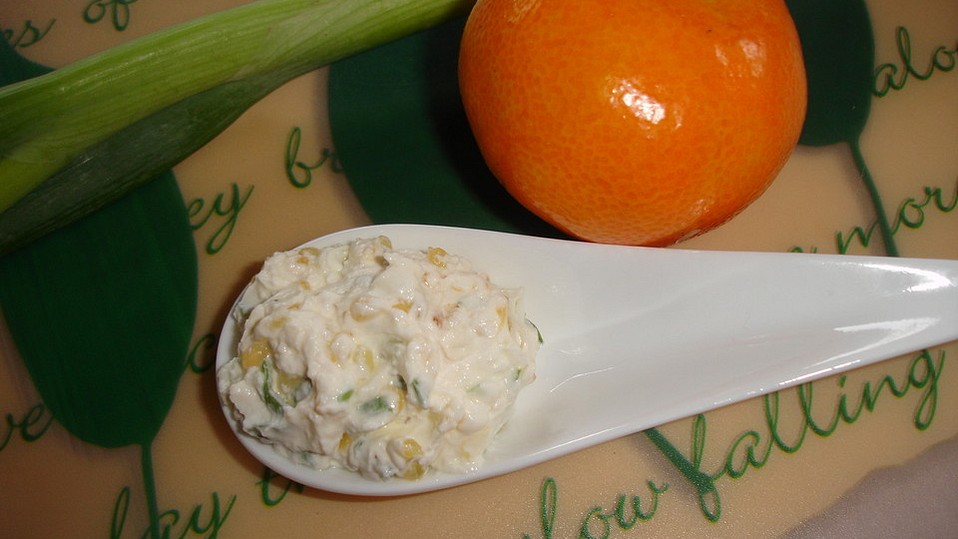 Frischkäse mit Clementine und Lauchzwiebel von dodith Frischkäse mit Clementine und Lauchzwiebel von dodith