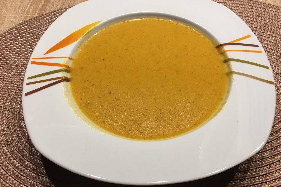 Kürbissuppe mit Orangensaft und Ingwer